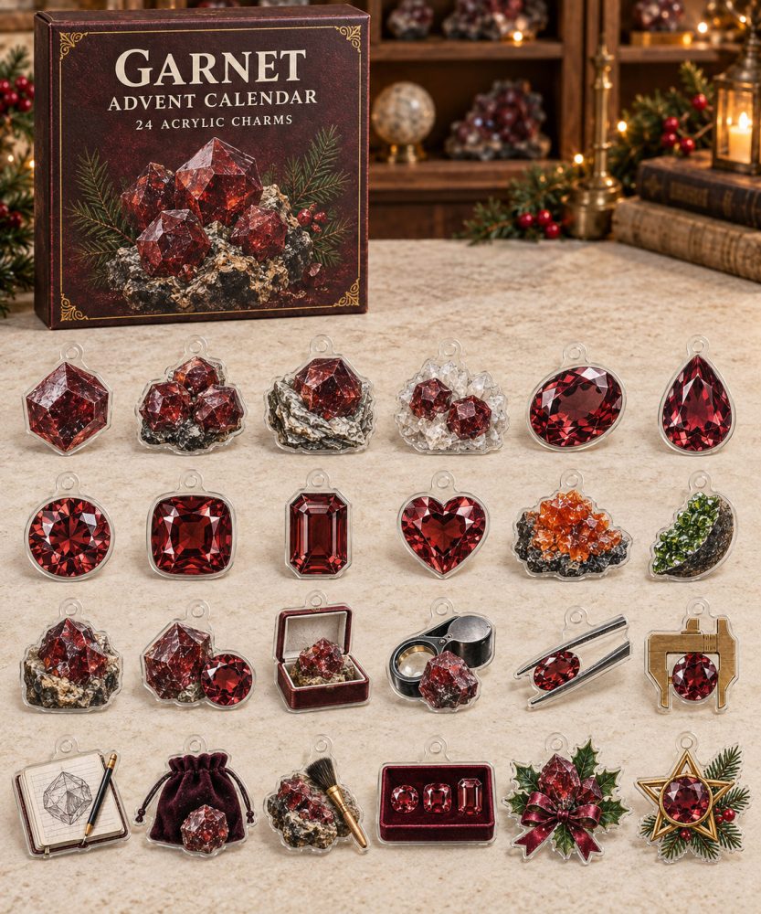 Garnet 24-Day Ruby-Red Countdown - Deep Red Acrylic Charm Collection With 24 Pieces For Luxurious Holiday Gifts & Festive Displays