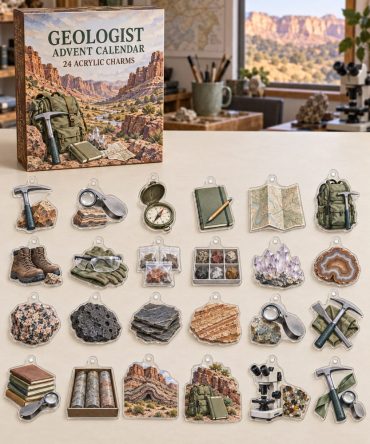 Geology Explorer 24-Day Charm Countdown - 24 Acrylic Rock, Fossil & Mineral Mini Charms Gift Box, Ideal Stem & Hobby Present