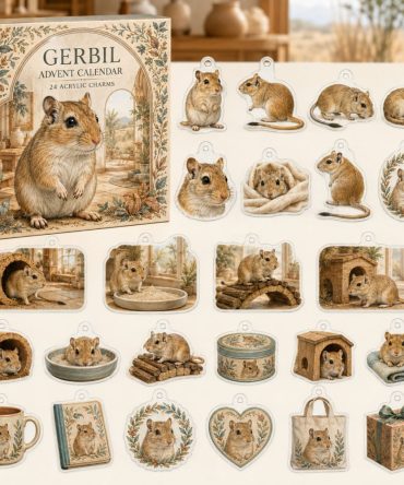 Gerbil Holiday Countdown Pack — 24 Adorable Acrylic Charms For Advent, Pet Lovers, Ornaments & Unique Stocking Stuffers