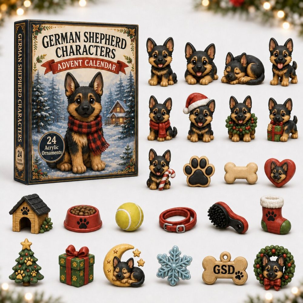 Premium German Shepherd Holiday Countdown Calendar 2026 — 24-Day Acrylic Charm Collection With Dog-Themed Tokens, Ideal Gift For Dog Lovers
