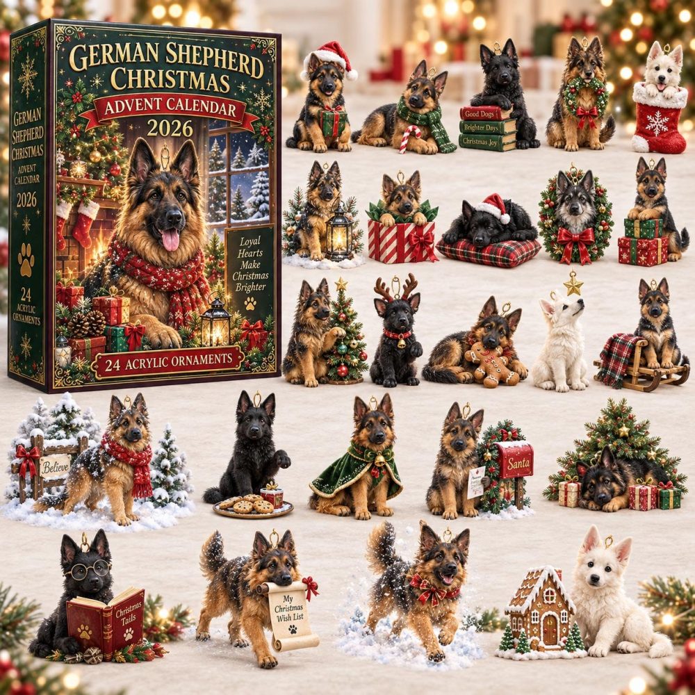 German Shepherd Christmas Countdown 2026 — 24-Day Acrylic Charm Advent For Families, Dog Lovers & Festive Home Display