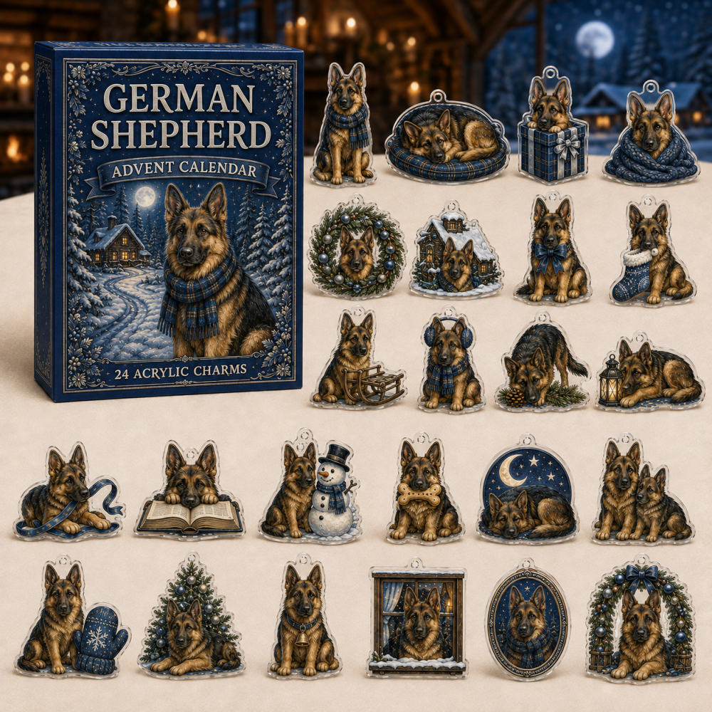 German Shepherd Holiday Countdown Advent Calendar — 24 Acrylic Charms, Perfect Christmas Gift For Gsd Owners & Dog Collectors
