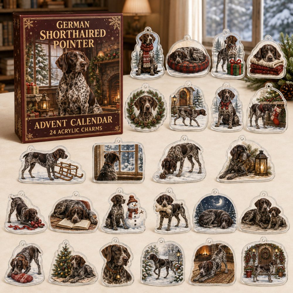 German Shorthaired Pointer Festive Advent — 24 High-Quality Acrylic Charms, Ideal Holiday Gift For Gsp Owners & Enthusiasts
