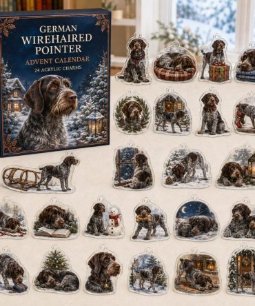 German Wirehaired Pointer Holiday Countdown — 24 Premium Acrylic Charms, Durable Advent Gift For Wirehaired Pointer Fans