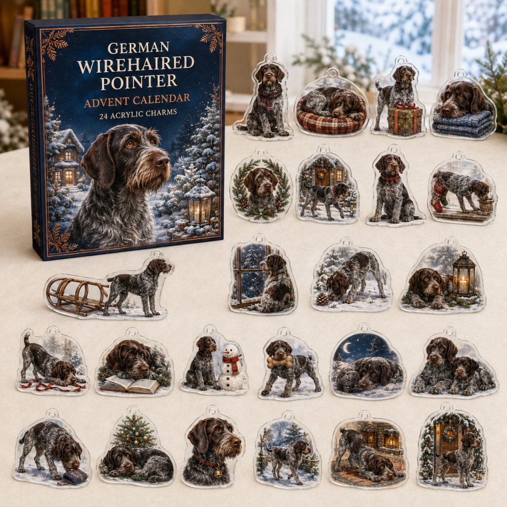 German Wirehaired Pointer Holiday Countdown — 24 Premium Acrylic Charms, Durable Advent Gift For Wirehaired Pointer Fans