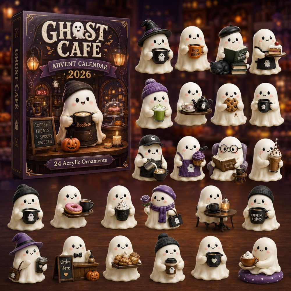 2026 Ghost Cafe Advent Calendar — 24-Day Cozy Halloween Countdown With Café-Themed Acrylic Ghost Charms, Gift For Foodie & Spooky Fans