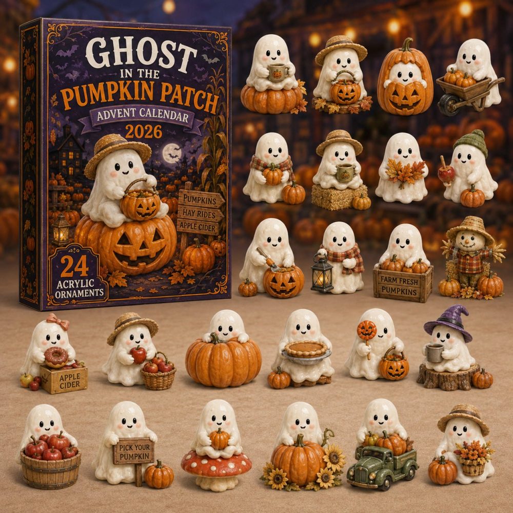 2026 Ghost Pumpkin Patch Cream Advent Calendar — 24-Day Halloween Countdown With Cute Pumpkin & Ghost Acrylic Charms, Seasonal Gift