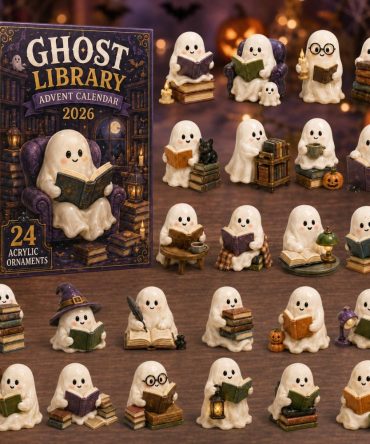 2026 Ghost Library Advent Calendar — 24-Day Spooky Library Countdown With Acrylic Ghost & Book Charms, Perfect Halloween Gift For Readers