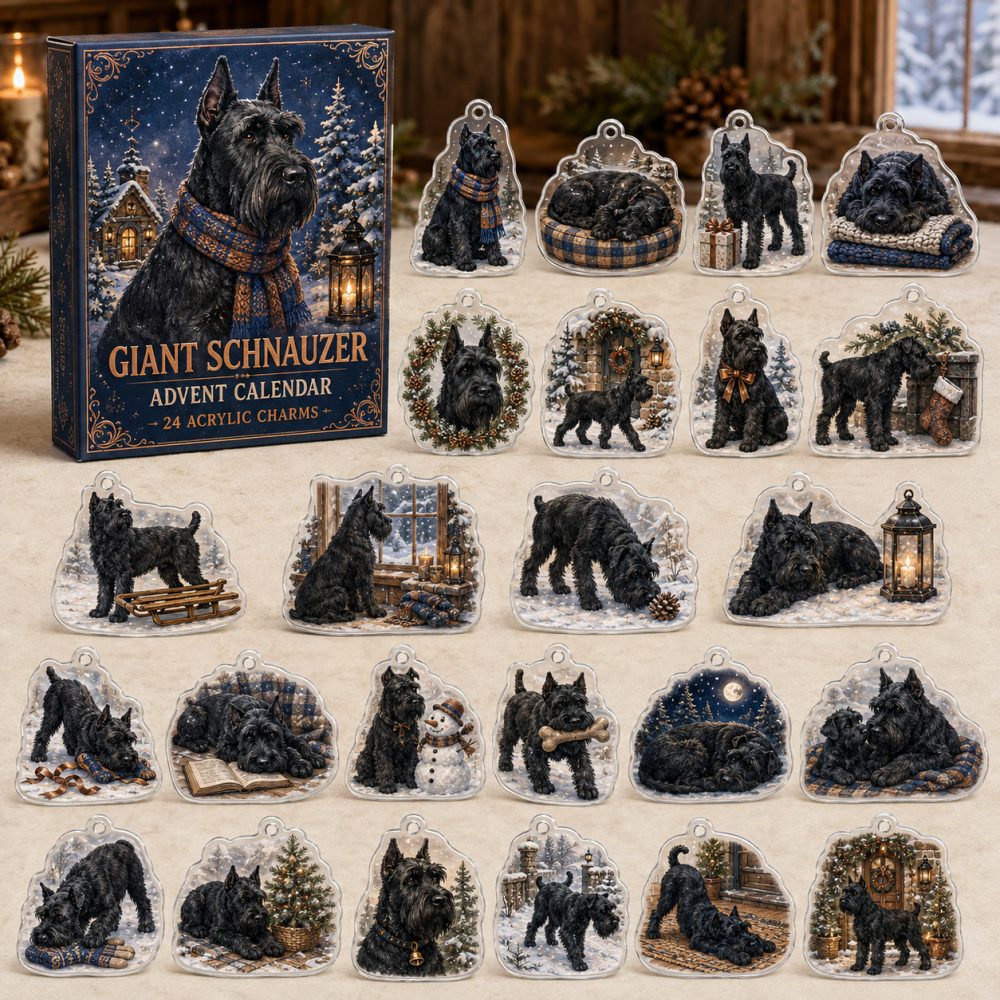 Giant Schnauzer Acrylic Charm Advent Calendar — 24 Holiday Dog Charms , Bold Christmas Countdown Gift For Schnauzer Fans