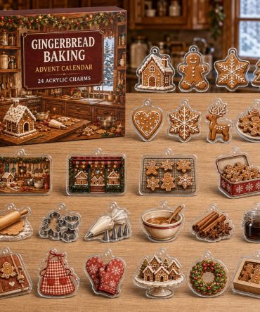 Gingerbread Holiday Baking Calendar - 24 Festive Acrylic Gingerbread Charms, Christmas Countdown Gift For Bakers , Charming Stocking Stuffer