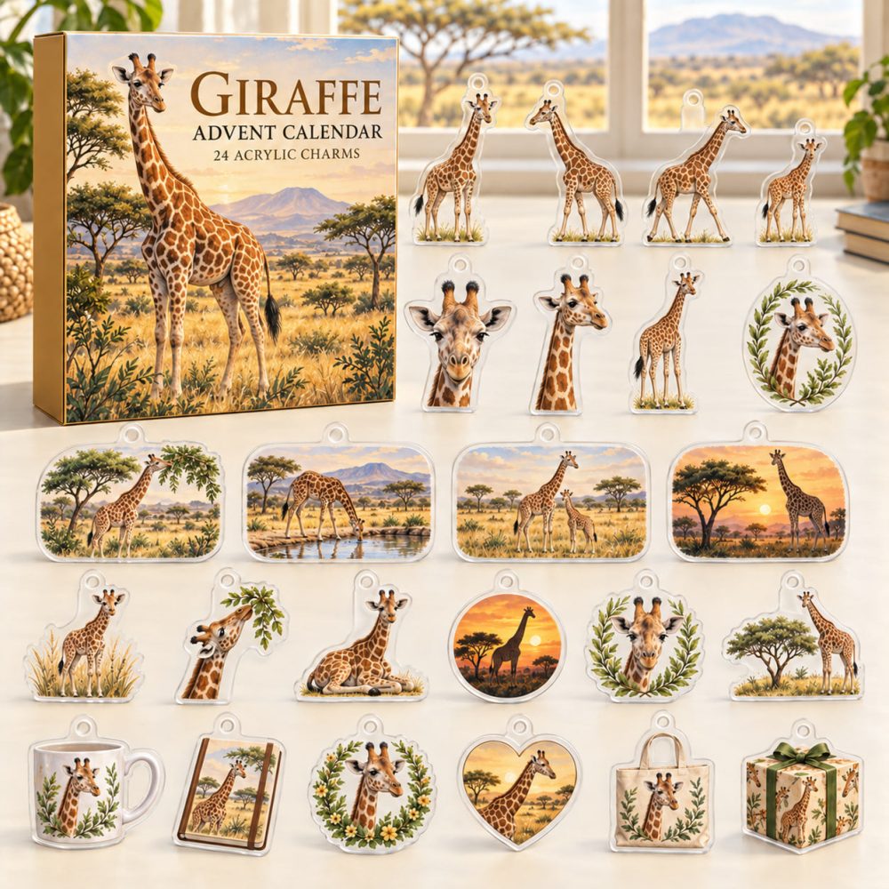 Giraffe Tower Countdown Advent — 24 Tall Acrylic Giraffe Charms, Safari-Themed Daily Surprises & Gift For Kids And Collectors 2026