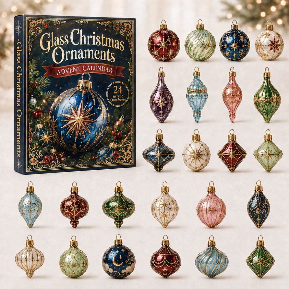 Glass-Style Holiday Advent Calendar 2026 — 24-Day Acrylic Charm Countdown, Elegant Transparent-Look Festive Display