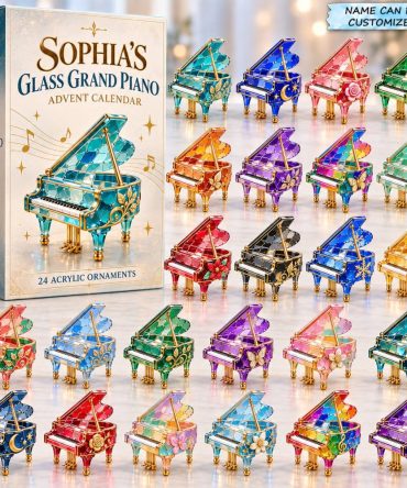 2026 Glass Piano-Inspired Advent Calendar – 24-Day Countdown With 24 Clear Acrylic Charms, Sleek Musical Gift For Piano Fans