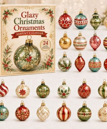 Glazed Holiday Advent Calendar 2026 — 24-Day Acrylic Charm Countdown, Glossy Festive Decor & Gift-Ready Set