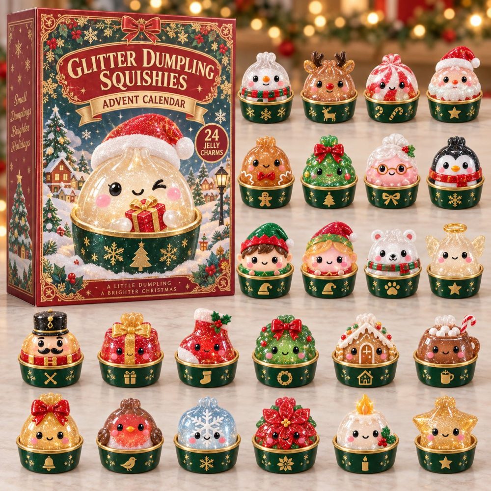 2026 Glitter Dumpling Squishies Advent Calendar - 24 Surprise Acrylic Charms, Sparkling Kawaii Countdown Gift For Kids & Collectors