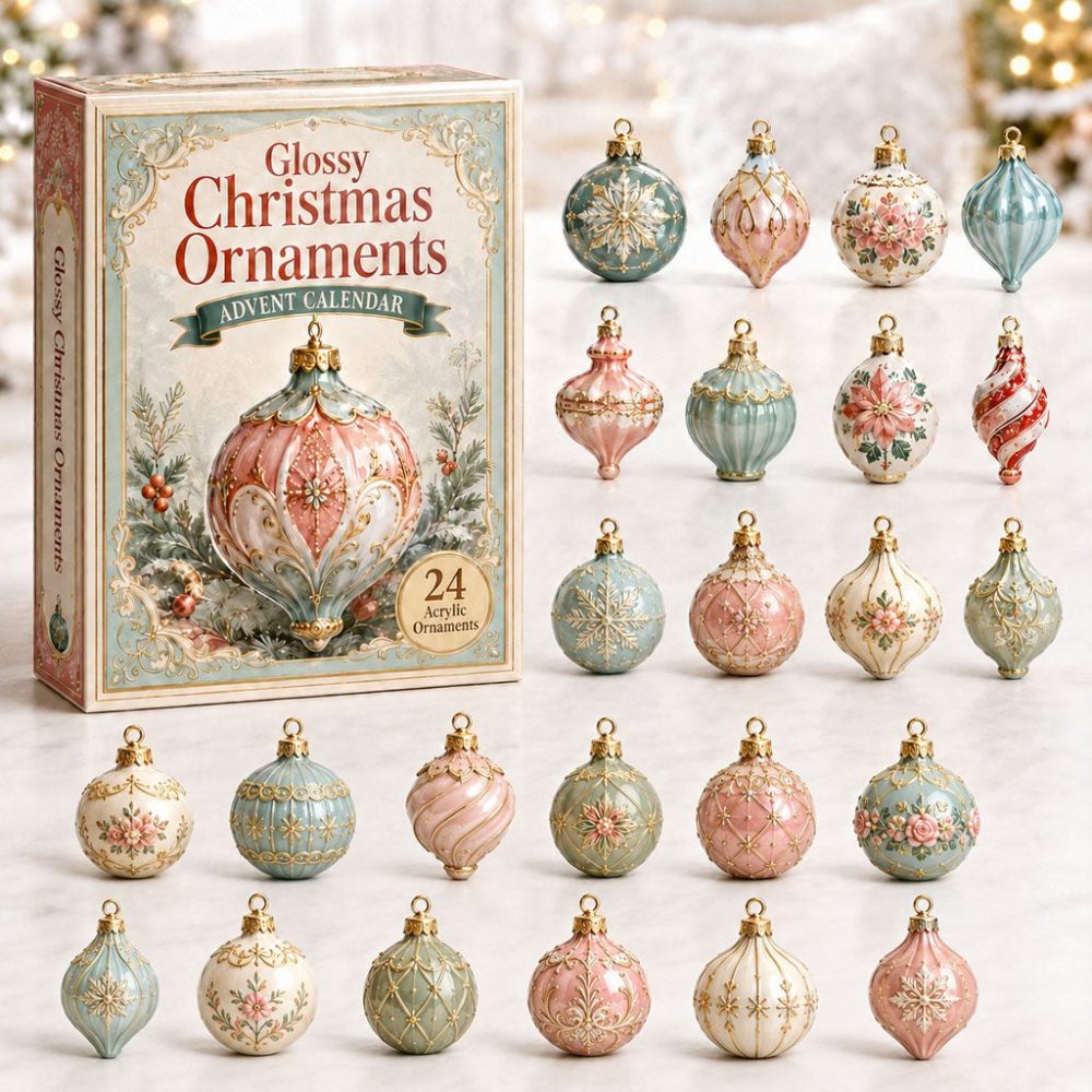 Glossy Christmas Advent Calendar 2026 — 24-Day Acrylic Charm Countdown, Shiny Holiday Display & Gift For The Season