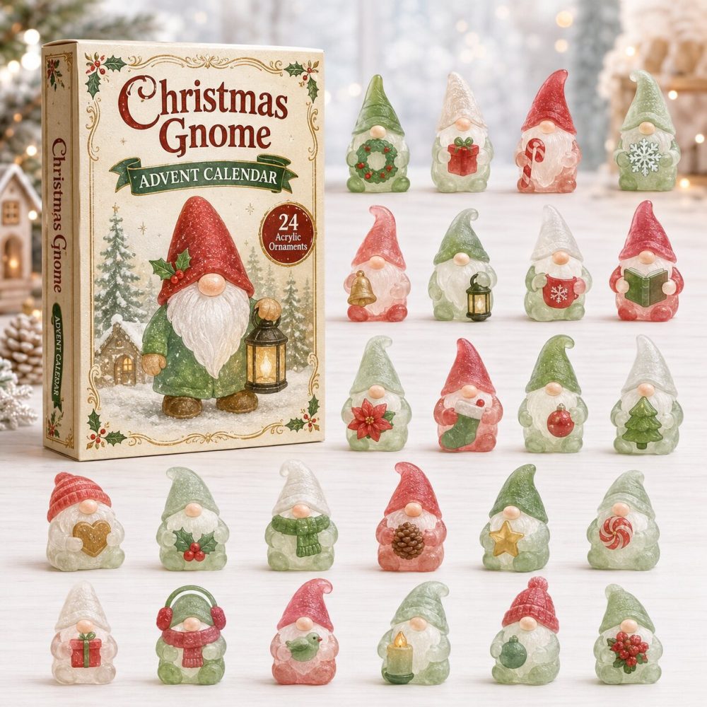 Pastel Gnome Christmas Advent Calendar 2026 — 24-Day Acrylic Charm Countdown, Soft Holiday Decor & Gift For Home