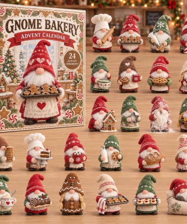 Gnome Bakery Holiday Countdown Calendar - 24-Day Christmas Advent With 24 Acrylic Charms, Collectible Display Gift