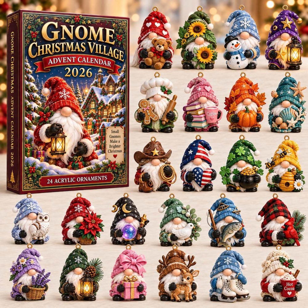 2026 Gnome Christmas Village Countdown — 24-Day Whimsical Advent With Adorable Acrylic Gnome Charms, Cozy Holiday Gift For Families