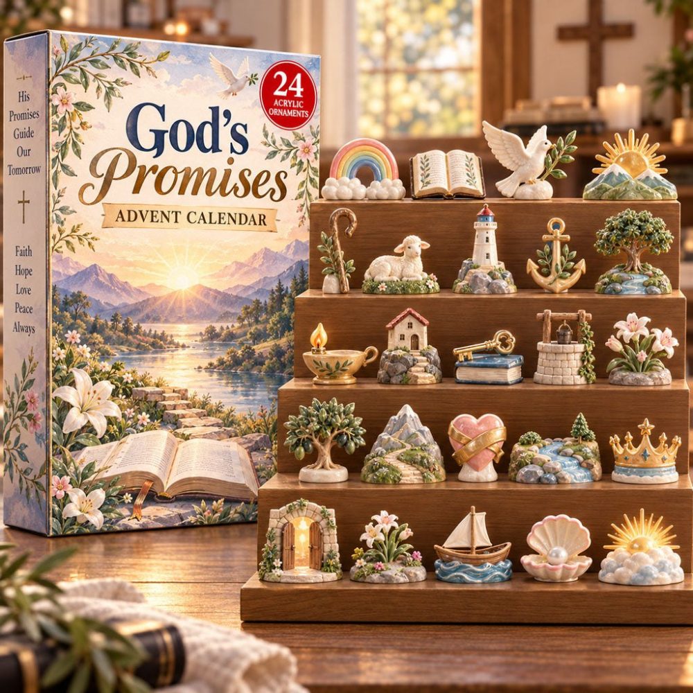 God'S Promises Wooden Advent Calendar 2026 - 24-Day Scripture Promise Countdown With Handcrafted Wooden Charms, Keepsake Gift
