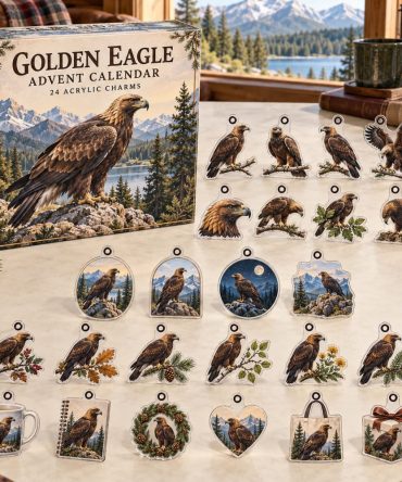 Golden Eagle 24-Piece Countdown Set — Premium Acrylic Golden Eagle Charms For Advent, Ornaments & Gifts , Majestic Bird Collector Gift