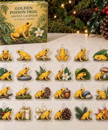 24-Day Golden Poison Frog Collectible Acrylic Charm Advent Calendar — Holiday Countdown Kit For Diy Jewelry, Gifts & Nature Fans