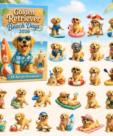 Golden Retriever Beach Days Advent Calendar 2026 — 24-Day Acrylic Charm Countdown, Sunny Holiday Gift For Dog Lovers