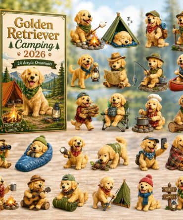 Golden Retriever Camping Adventure Advent Calendar 2026 — 24-Day Acrylic Charm Countdown, Outdoor Dog Lover Gift
