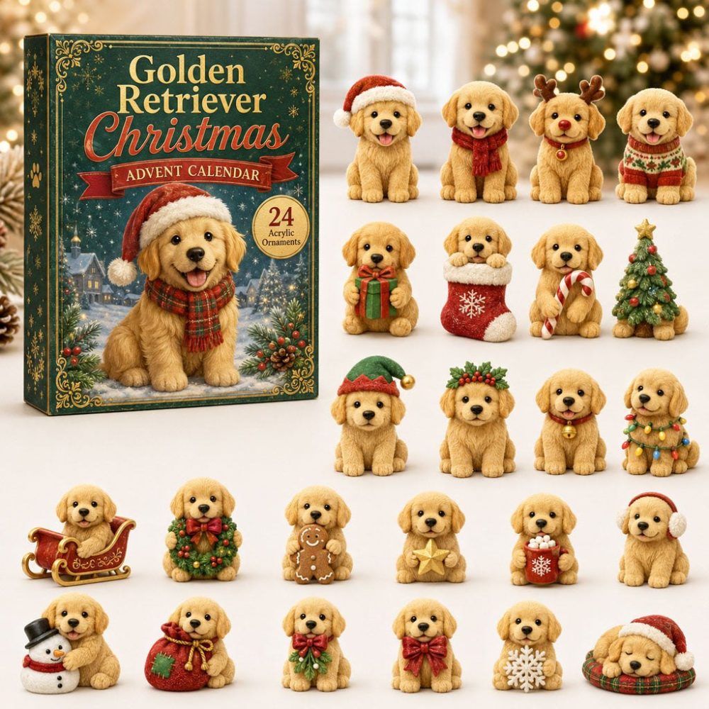 Christmas Golden Retriever Advent Calendar 2026 — 24-Day Festive Acrylic Charm Countdown, Ideal Holiday Gift For Dog Lovers