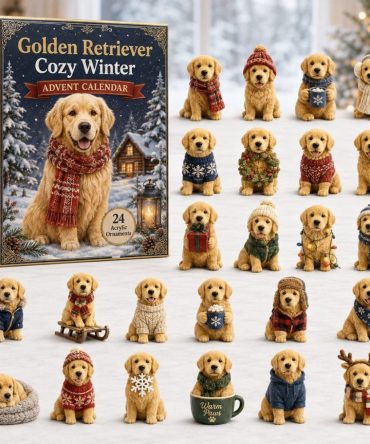Cozy Winter Golden Retriever Advent Calendar 2026 — 24-Day Acrylic Charm Countdown, Warm Holiday Gift For Dog Fans