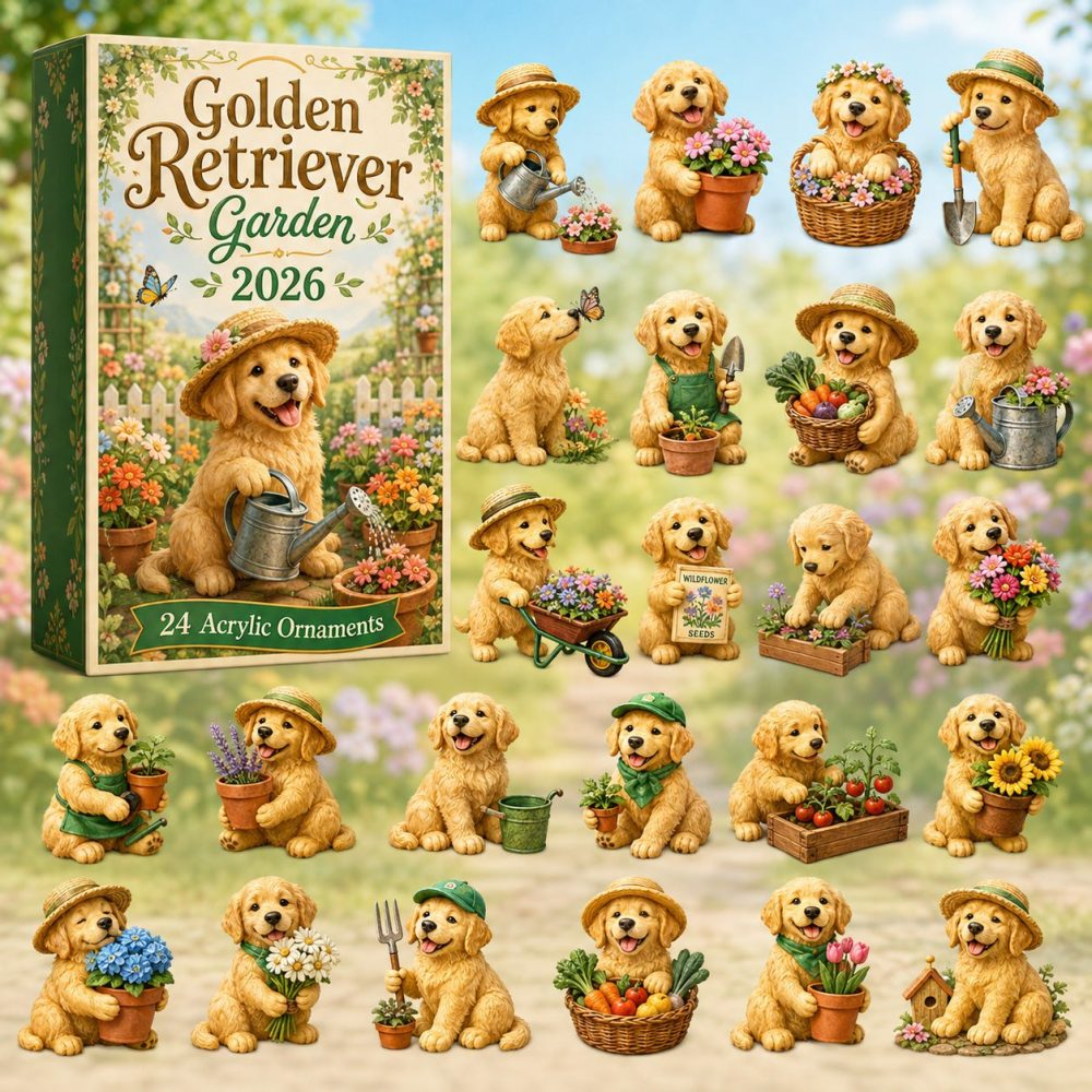 2026 Golden Retriever Garden Holiday Advent Calendar — 24-Day Acrylic Charm Countdown, Perfect Gift For Dog Lovers