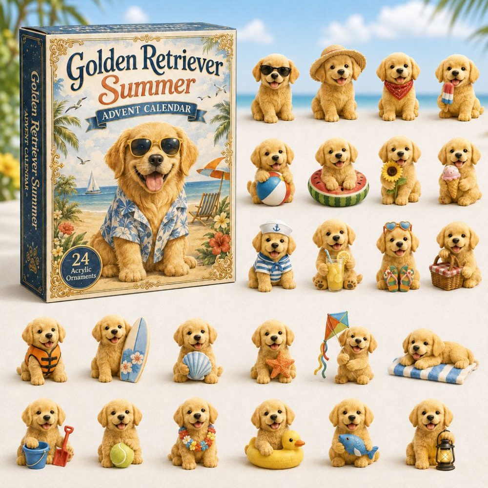Golden Retriever Summer Advent Calendar 2026 - 24-Day Acrylic Dog Charms, Cute Pup Keepsakes & Gift For Dog Lovers