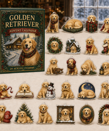 Golden Retriever Christmas Countdown Advent Calendar — 24 Acrylic Charms, Gift For Retriever Lovers, Dog Mom Holiday Surprise