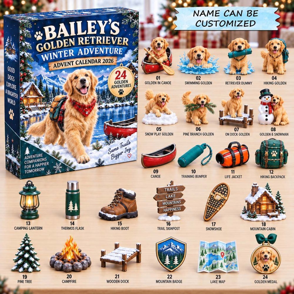 2026 Golden Retriever Winter Adventure Countdown — 24-Day Acrylic Charm Advent Calendar With Collectible Dog Charms