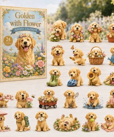 Golden Floral 24-Day Advent Calendar — Elegant Gold & Flower Acrylic Charms, Luxe Holiday Countdown Gift For Her & Home Decor