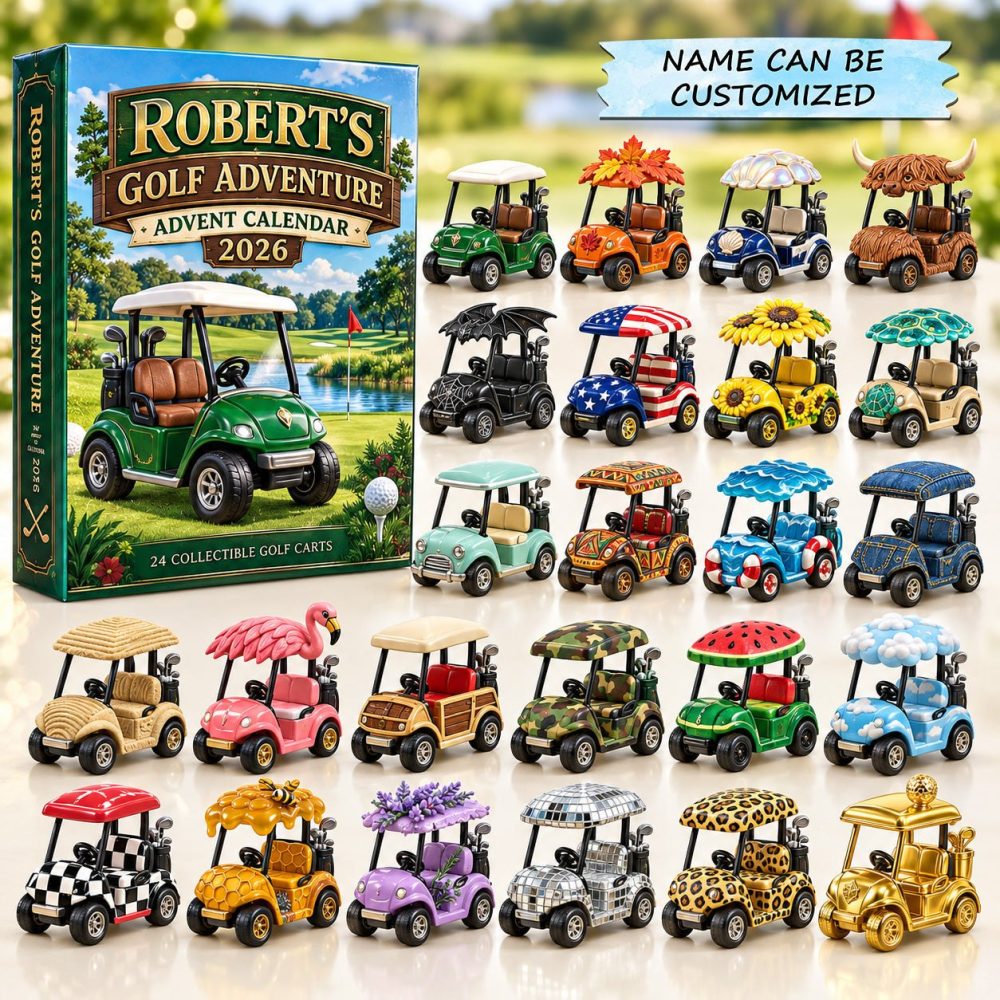 Golf Travel Countdown Calendar 2026 — 24 Acrylic Charms, Golfer Road-Trip Gift With Ball, Flag & Cart Icons