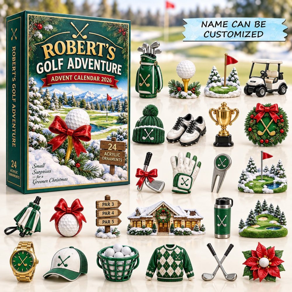 Pro Golfer Countdown Calendar 2026 — 24 Acrylic Golf Charms, Novelty Golfer Gift For Enthusiasts & Clubhouses