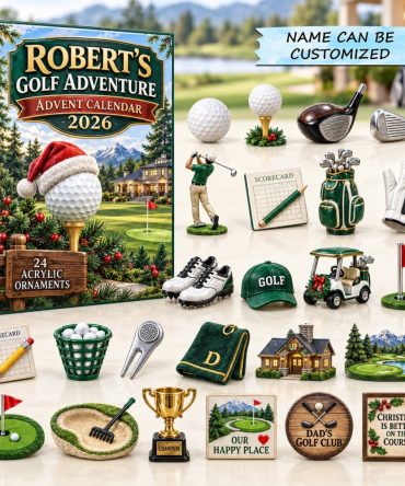 Golf Adventure 2026 Course Countdown Calendar — 24 Acrylic Charms, Golfer Gift Set With Tee & Club Icons, Holiday