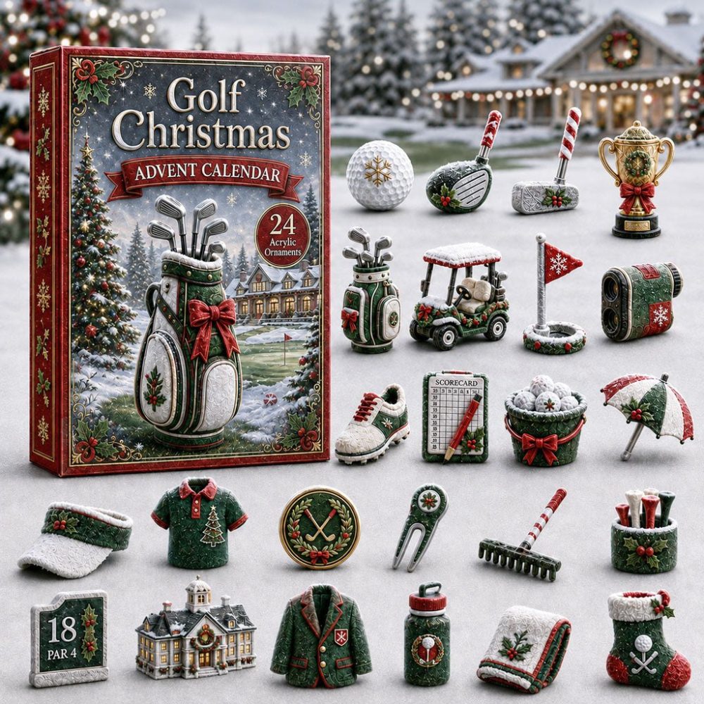 Golf Christmas Advent Calendar 2026 - 24-Day Acrylic Golf Charms, Festive Golf Ornaments & Holiday Gift For Golfers
