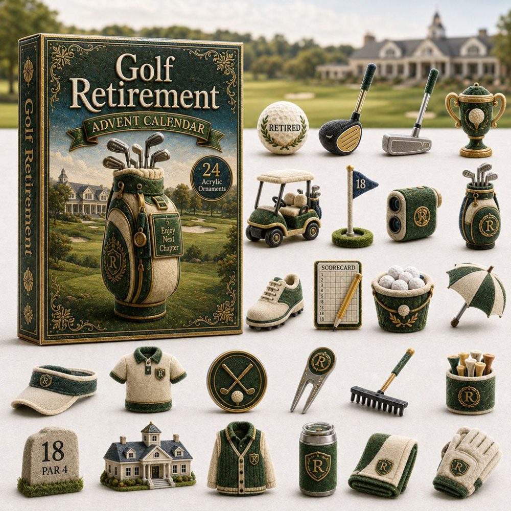 Golf Retirement 2026 Advent Calendar - 24-Day Acrylic Golf Charm Countdown, Retirement Gift For Golfers & Keepsake Box