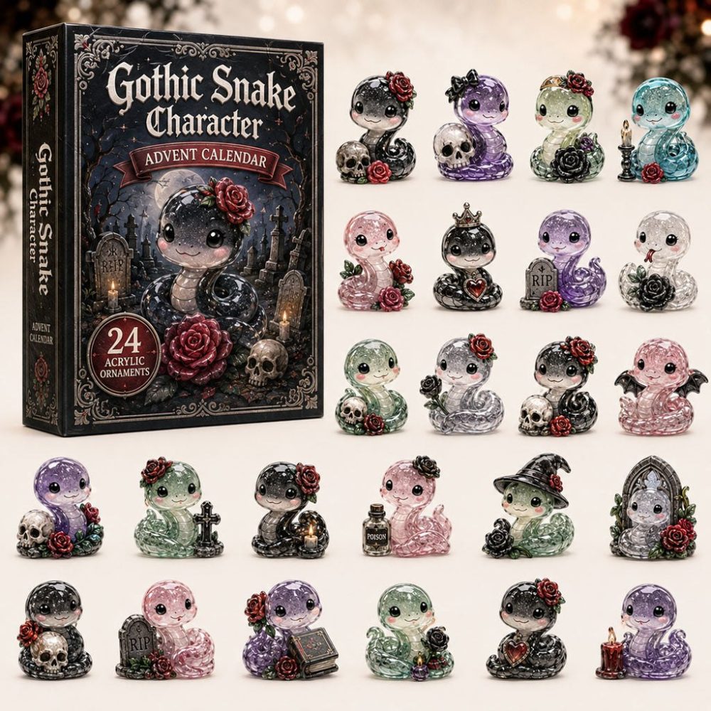 Gothic Snake Advent Calendar 2026 - 24-Day Acrylic Charm Countdown, Dark Aesthetic Jewelry Charms For Edgy Gifts