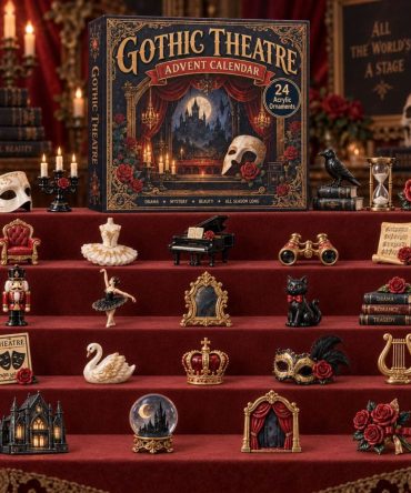 Gothic Theatre 2026 Advent Calendar — 24-Day Darkly Elegant Countdown With Gothic Acrylic Charms, Unique Holiday Gift For Gothic Fans