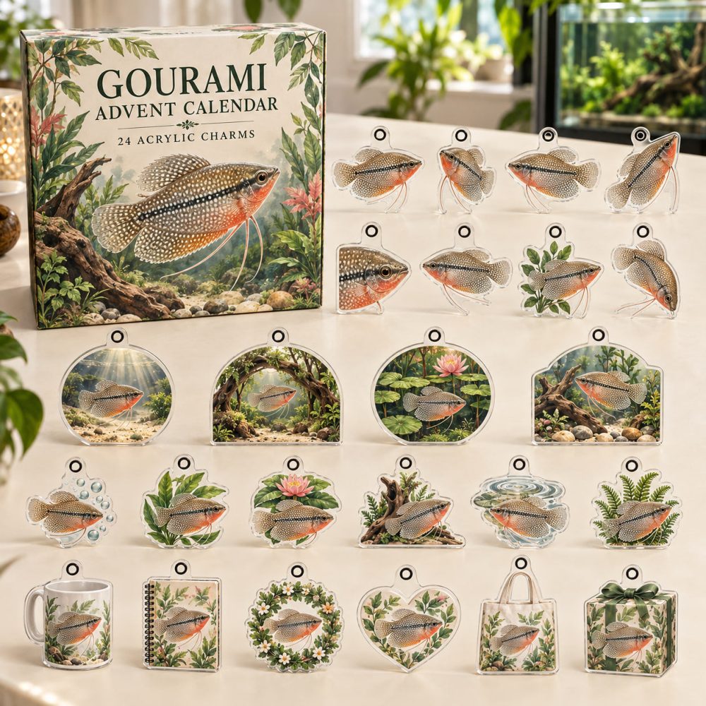 Gourami Acrylic Charm Advent Set — 24 Tropical Fish Ornaments, Gift-Ready Holiday Countdown For Aquarium Lovers