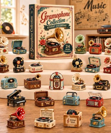 2026 Gramophone Melody Steps 24-Day Music Advent Calendar With Premium Acrylic Charms - Charming Vintage Melody Countdown Gift