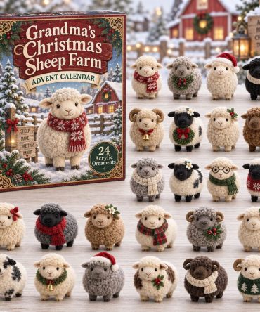 24-Day Holiday Countdown Calendar With 24 Acrylic Charms — Grandma'S Christmas Sheep Farm Theme, Rustic Holiday Decor Gift 2026