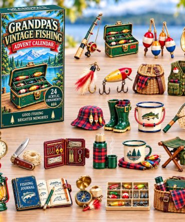 Grandpa Vintage Fishing Advent Calendar 2026 — 24-Day Acrylic Charm Set For Fishermen, Nostalgic Holiday Countdown Gift