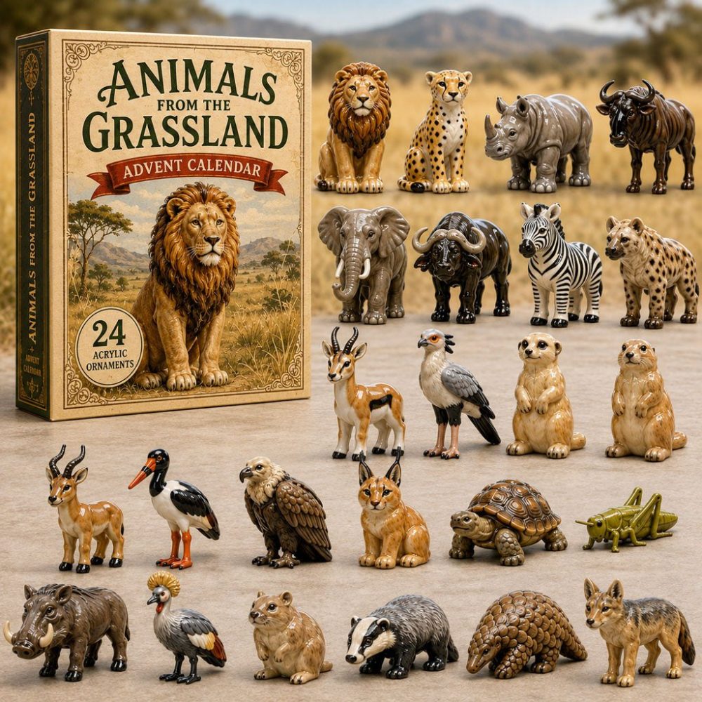 Grassland Animals Advent 2026 — 24-Day Wildlife Countdown With Cute Acrylic Charms, Perfect Kids’ Holiday Gift