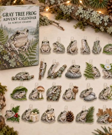 24-Day Gray Tree Frog Acrylic Charm Advent Calendar — Woodland Amphibian Countdown Pack For Nature Fans, Diy Jewelry & Gifts