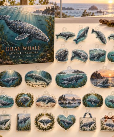 24-Day Gray Whale Acrylic Charm Advent Countdown — Premium Ocean-Themed Holiday Calendar Gift Set For Whale Collectors