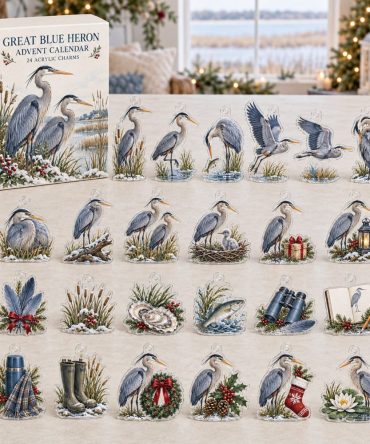Great Blue Heron 24-Charm Bird Advent Calendar - Acrylic Wildlife Charms, Ornithology Christmas Countdown Gift 2026
